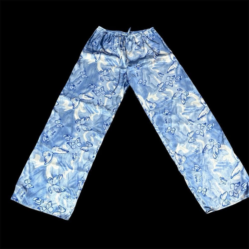 Shut Eye Blue Floral Butterfly Print Pajama Pants Size Large